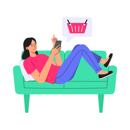 Mulher fazendo compras online  Ilustração