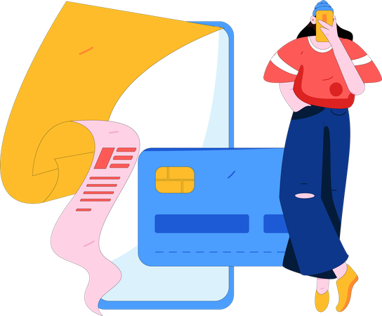 Mulher fazendo pagamento de compras on-line  Ilustração