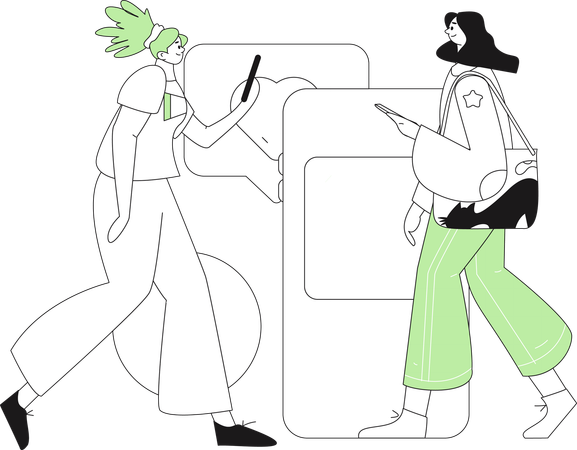 Mulher fazendo bate-papo no celular  Ilustração