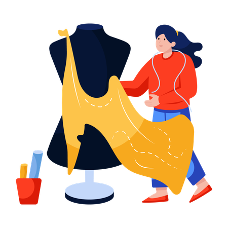 Mulher fazendo costura  Ilustração
