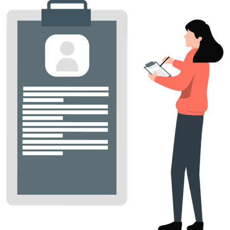 Mulher fazendo curriculum vitae  Illustration