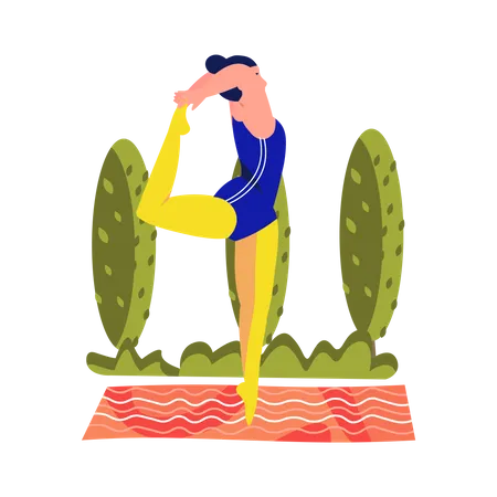 Mulher fazendo pose de dança ioga  Ilustração
