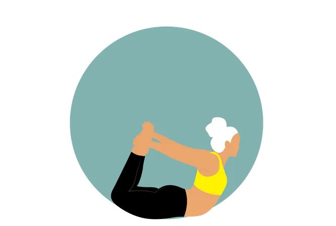 Mulher fazendo Dhanurasana  Ilustração