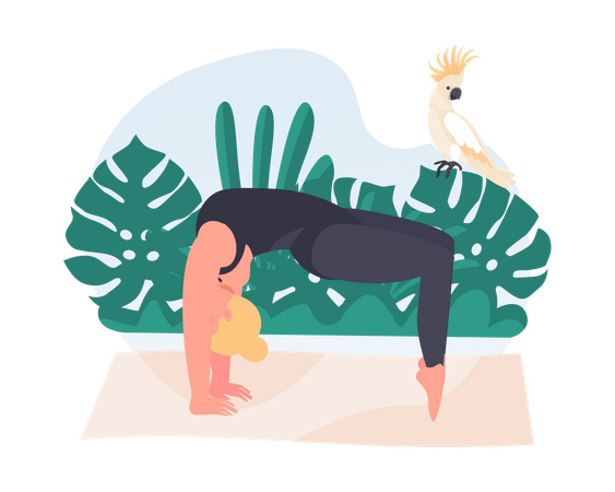 Mulher fazendo dvi pada viparita dandasana yoga  Ilustração