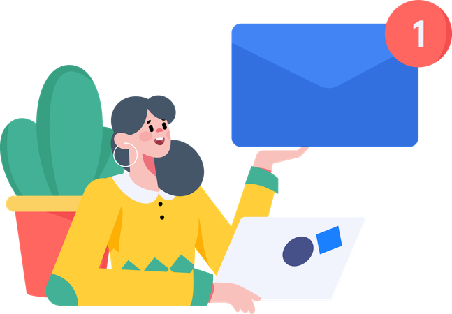 Mulher fazendo email marketing  Ilustração