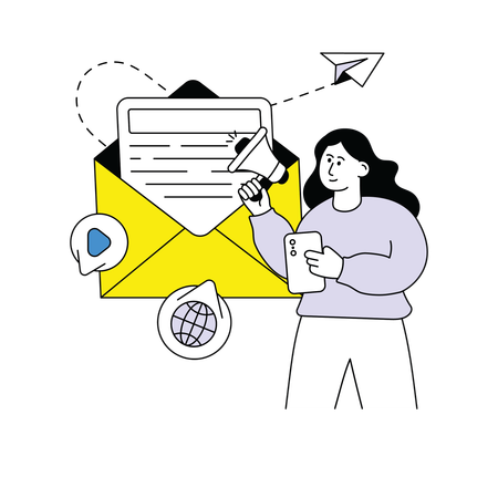 Mulher fazendo marketing por e-mail  Illustration