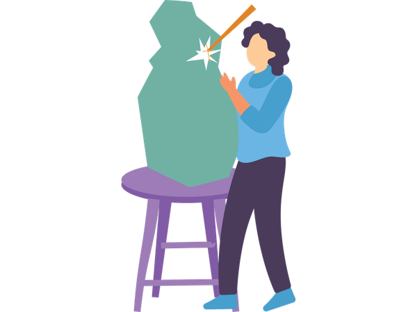 Mulher fazendo escultura  Ilustração