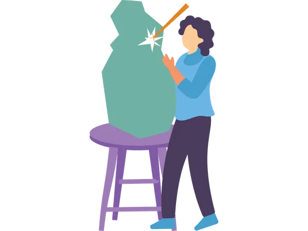 Mulher fazendo escultura  Ilustração