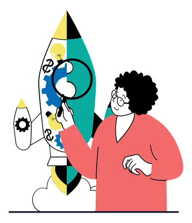 Mulher fazendo exame completo na inicialização  Ilustração