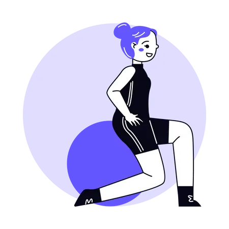 Mulher fazendo exercício com bola  Ilustração
