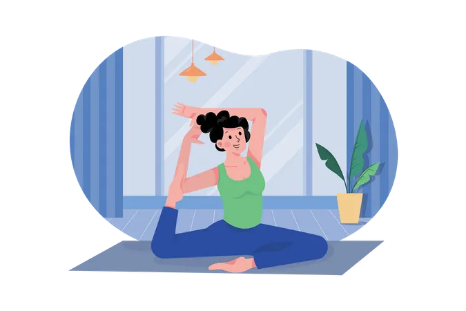 Mulher fazendo exercícios de ioga  Ilustração