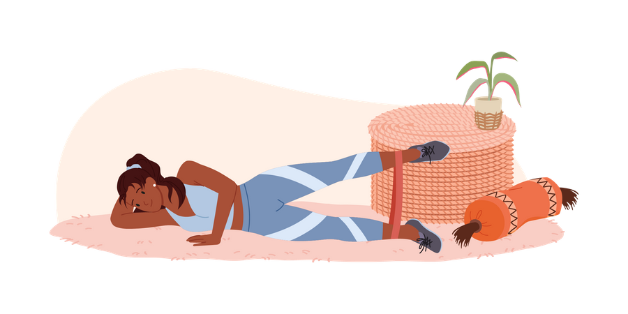 Mulher fazendo exercícios em casa  Illustration