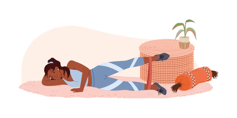 Mulher fazendo exercícios em casa  Illustration