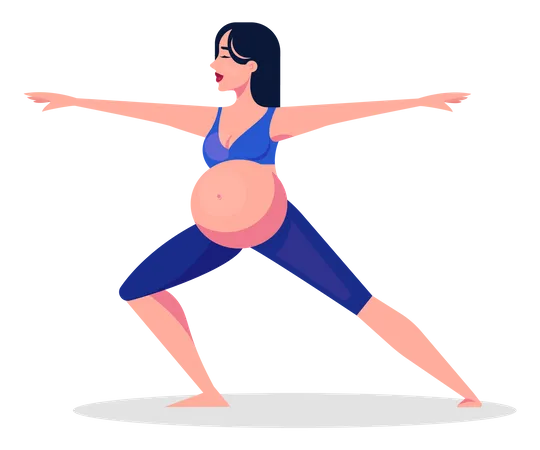Mulher fazendo exercícios durante a gravidez  Ilustração