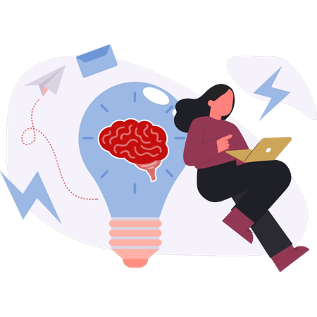 Mulher fazendo ideias de aprendizagem  Ilustração
