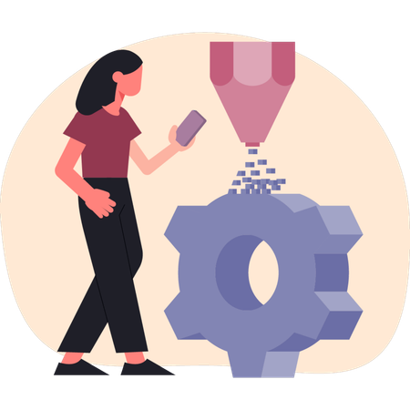 Mulher fazendo impressão  Ilustração