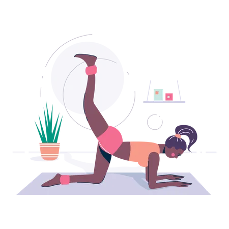 Mulher Treinando Fitness Yoga Exercicio Equilibrado Ilustracao Vetorial Ilustração