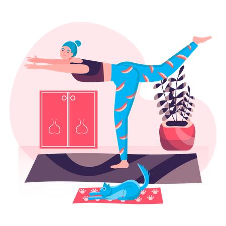 Mulher fazendo yoga asana  Ilustração