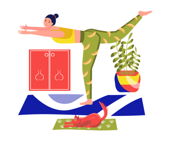 Mulher fazendo yoga asana  Ilustração