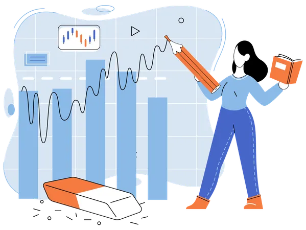 Mulher fazendo manipulação do mercado de ações  Illustration