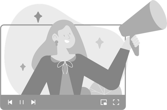 Mulher fazendo Marketing de Conteúdo  Ilustração
