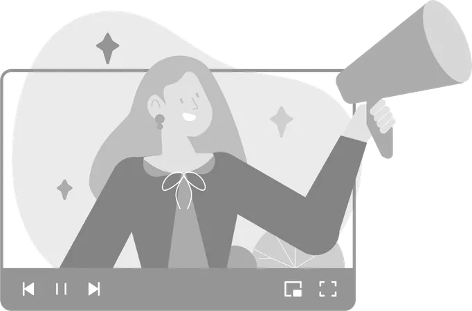 Mulher fazendo Marketing de Conteúdo  Ilustração
