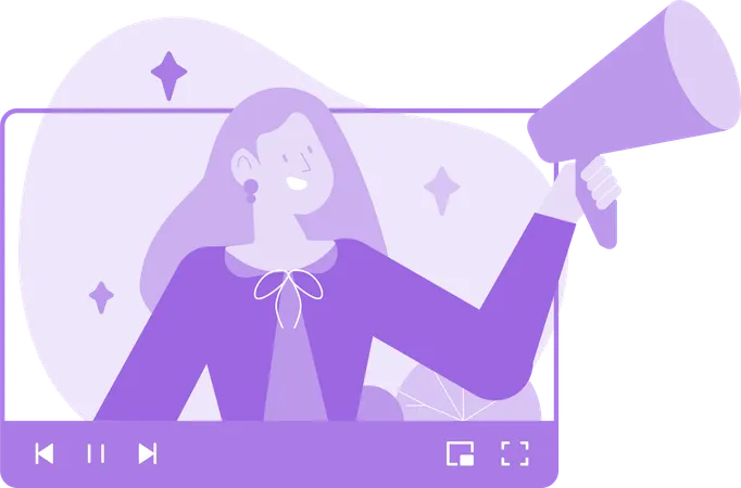 Mulher fazendo Marketing de Conteúdo  Ilustração