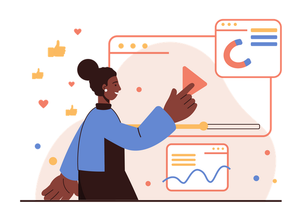 Mulher fazendo marketing de vídeo  Illustration