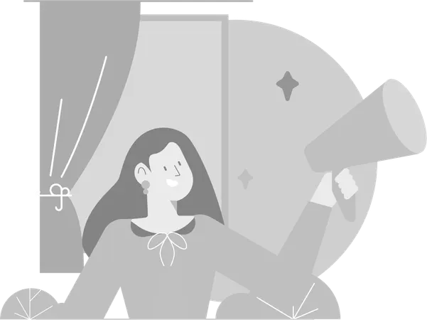 Mulher fazendo marketing digital  Ilustração