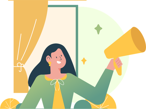 Mulher fazendo marketing digital  Ilustração