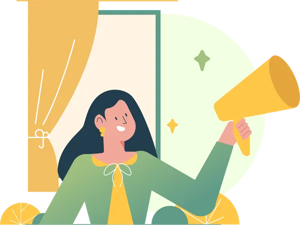 Mulher fazendo marketing digital  Ilustração