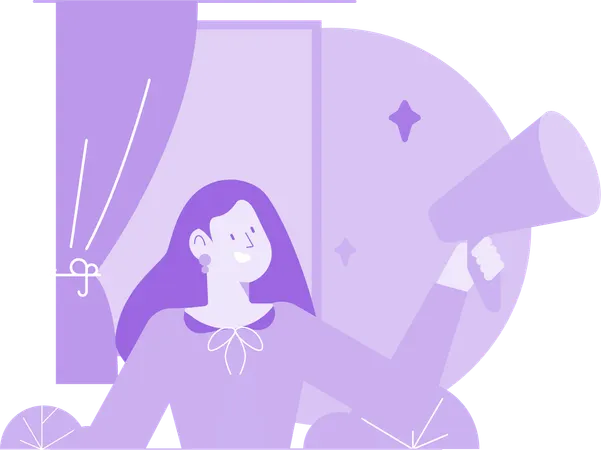 Mulher fazendo marketing digital  Ilustração