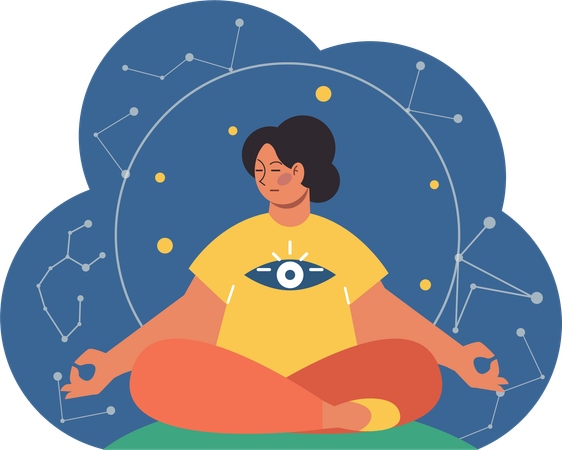 Mulher fazendo meditação  Ilustração