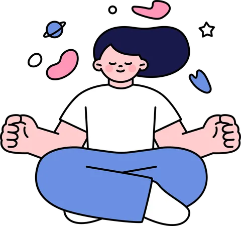 Mulher fazendo meditação  Ilustração