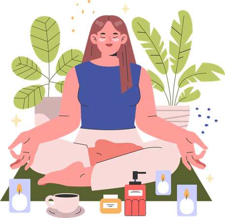 Mulher fazendo meditação  Ilustração