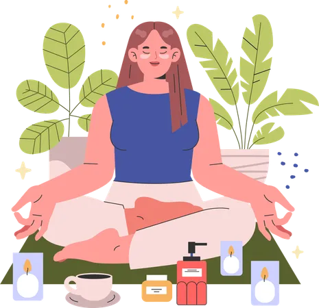 Mulher fazendo meditação  Ilustração