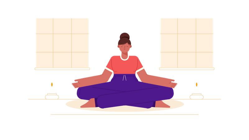 Mulher fazendo meditação  Ilustração