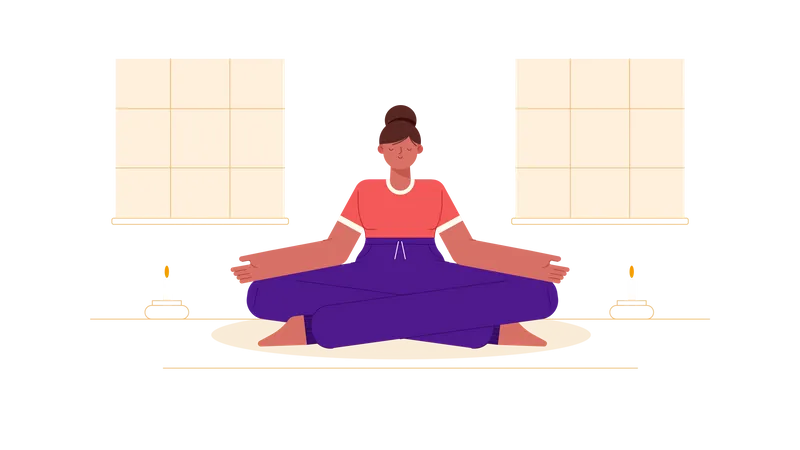 Mulher fazendo meditação  Ilustração