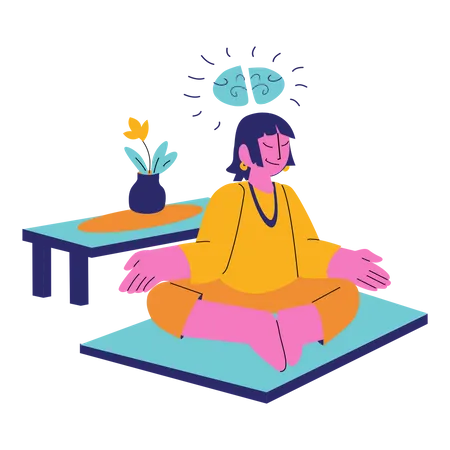 Mulher fazendo meditação  Ilustração