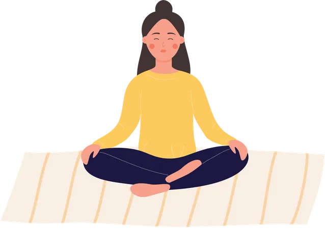 Mulher fazendo meditação  Ilustração