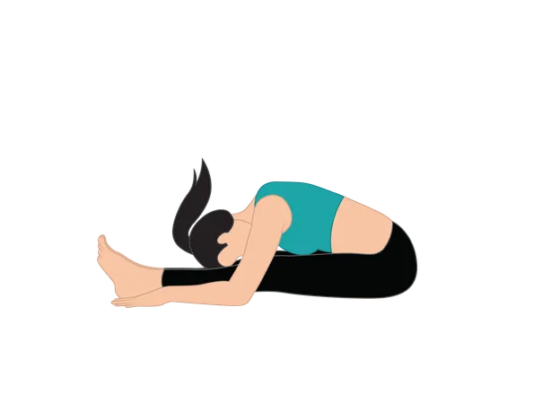 Mulher fazendo Paschimottanasana  Ilustração