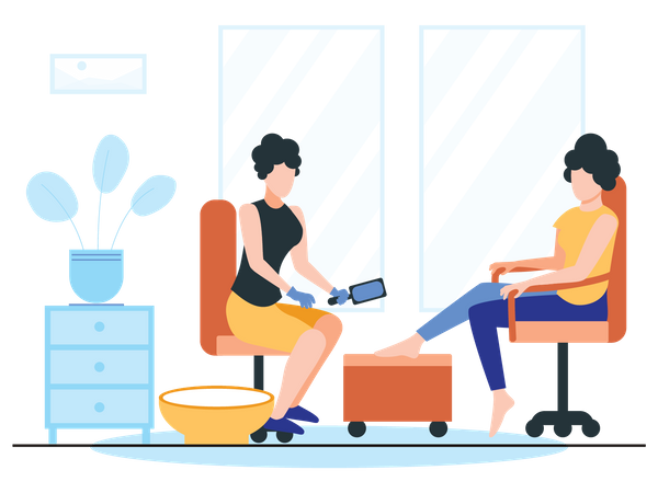 Mulher fazendo pedicure em spa profissional  Ilustração