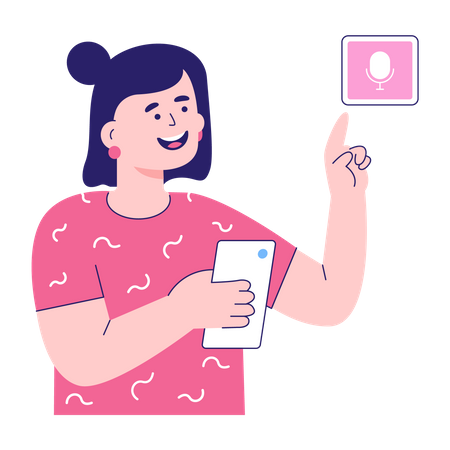 Mulher fazendo podcast  Ilustração