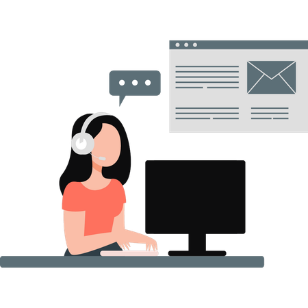 Mulher fazendo seu trabalho no computador  Illustration