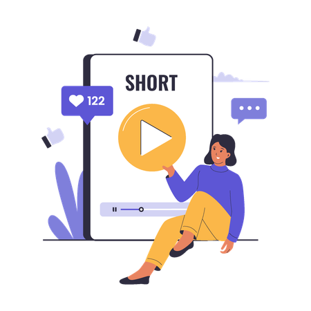 Mulher fazendo vídeo curto de mídia social  Ilustração