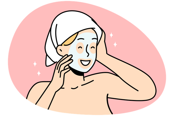 Mulher feliz aproveita procedimentos de beleza  Ilustração
