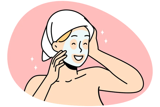 Mulher feliz aproveita procedimentos de beleza  Ilustração