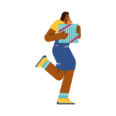 Mulher feliz com uma grande caixa de presente  Ilustração