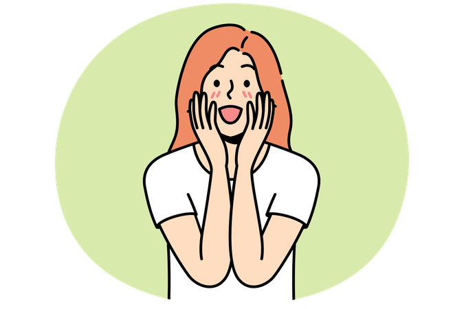 Mulher feliz e animada com notícias inesperadas  Ilustração