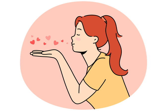 Mulher feliz manda beijos no ar  Ilustração